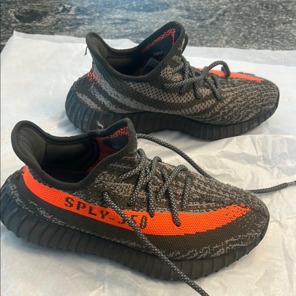 Yeezy Kids' Black and Orange Sneakers